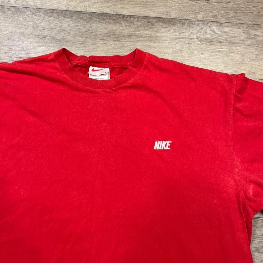 Nike T-Shirt Mens Large Red Embroidered Logo Short Sleeve Cotton 90s